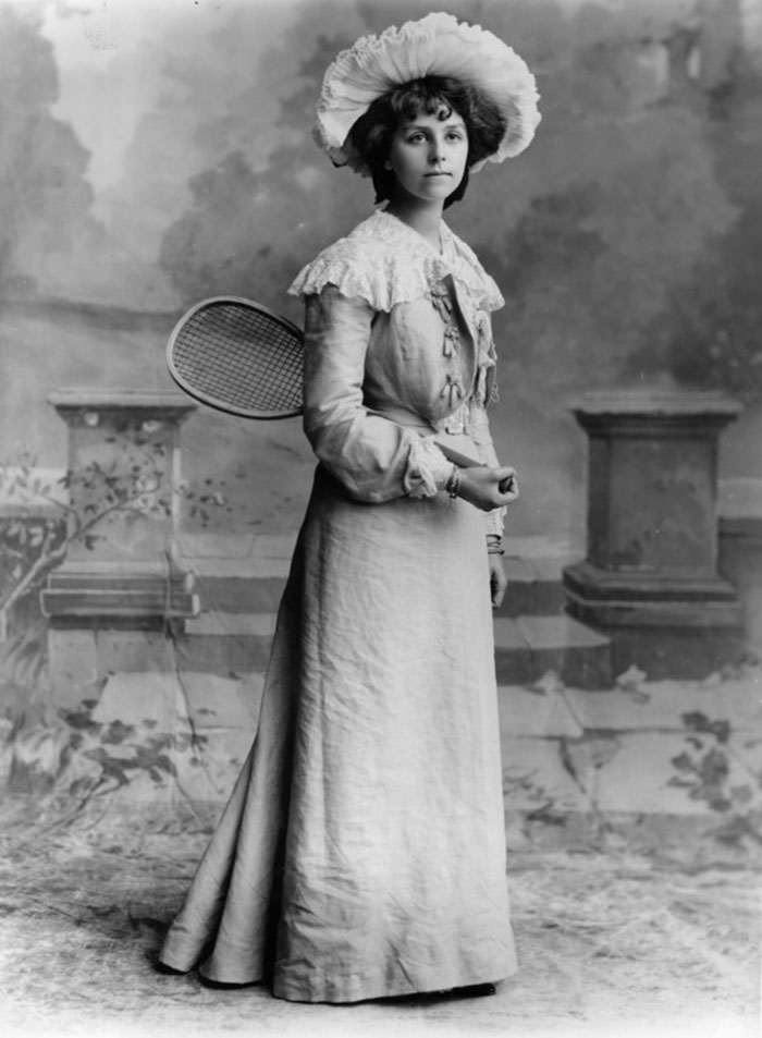 Miss Barton Dressed In A Late Victorian Tennis Outfit