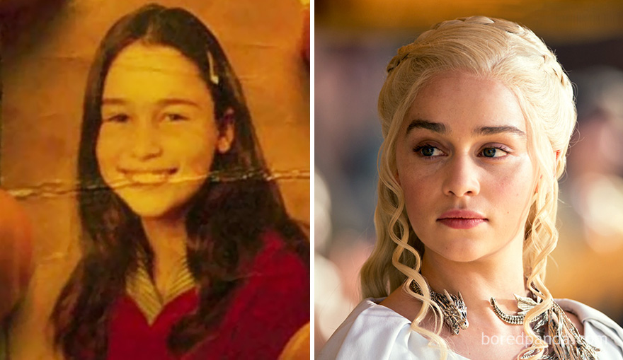 Emilia Clarke When She Was A Child And As Daenerys Targaryen