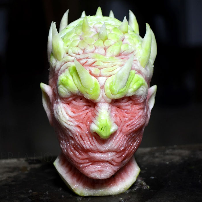 ‘Game of Thrones’ Night King Being Carved Out Of A Watermelon