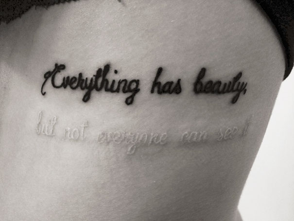 "Everything Has Beauty But Not Everyone Can See It" Black And White Ink Tattoo