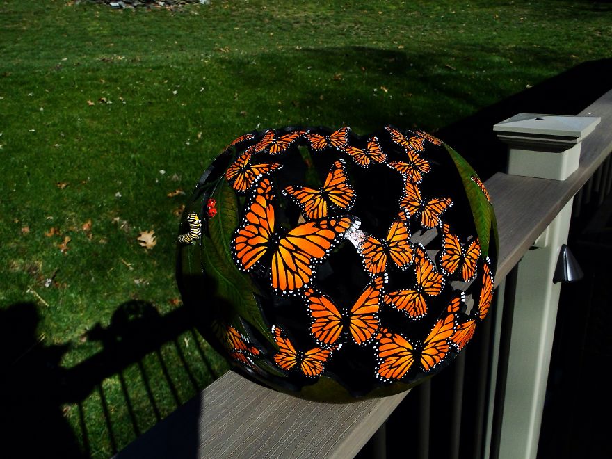 I Carved Monarch Butterflies In Gourd