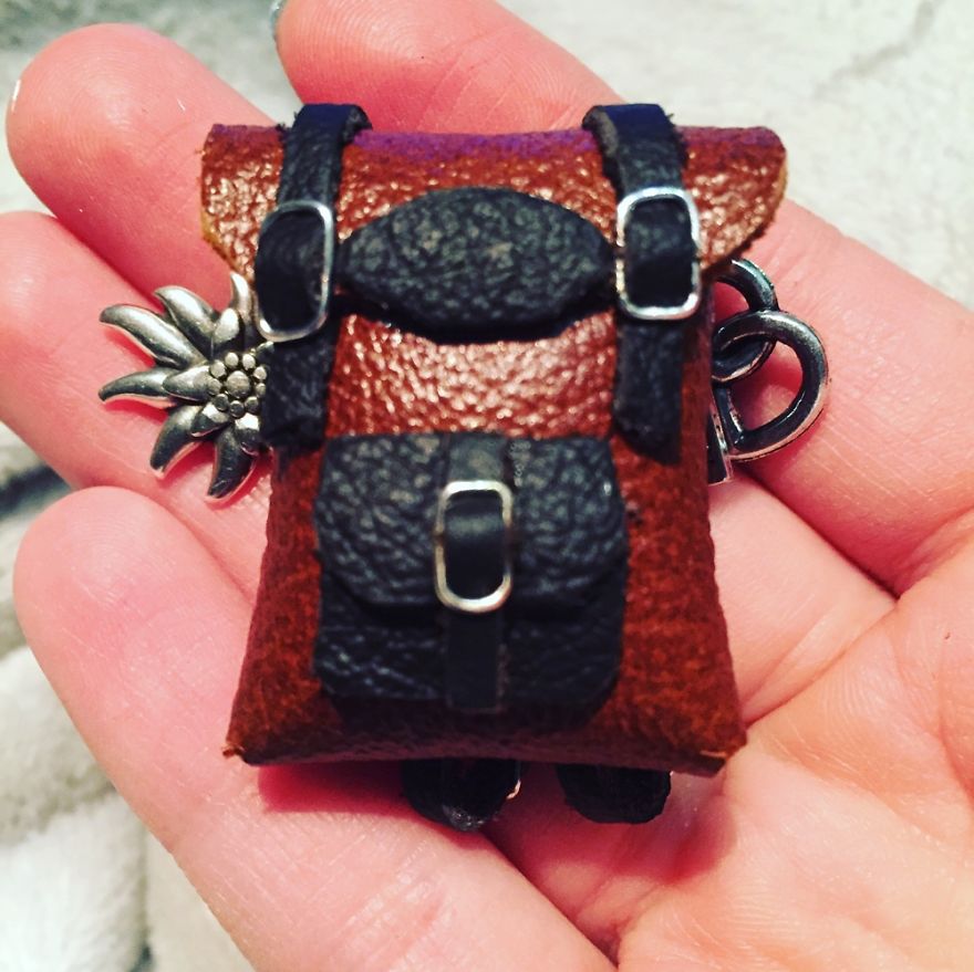 I Create Miniature Backpacks Brooches