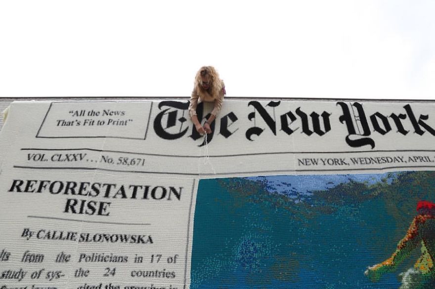 Artist Crochets The Front Page Of New York Times