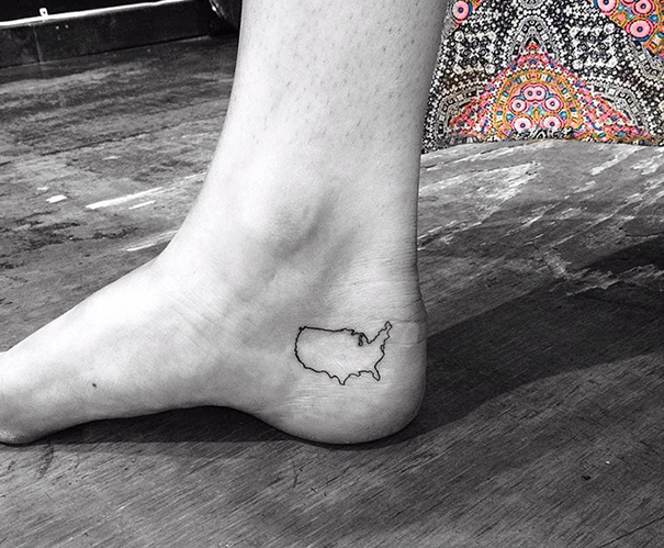 Line country ankle tattoo