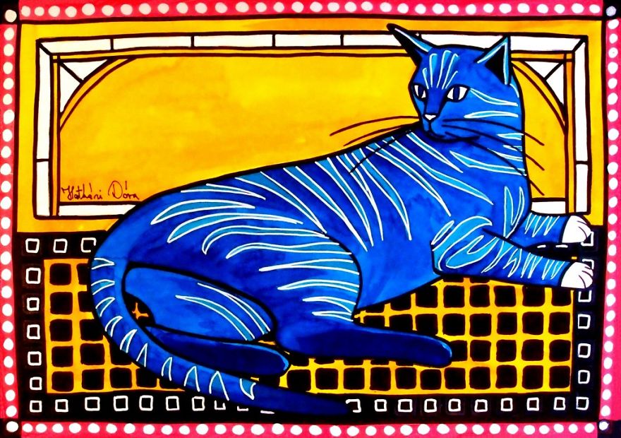 My Beloved Cat Inspired Me To Create These Colorful Feline Artworks