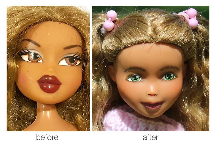 I Re-Paint Faces Of Bratz Dolls To Promote Positive Body Image In Children