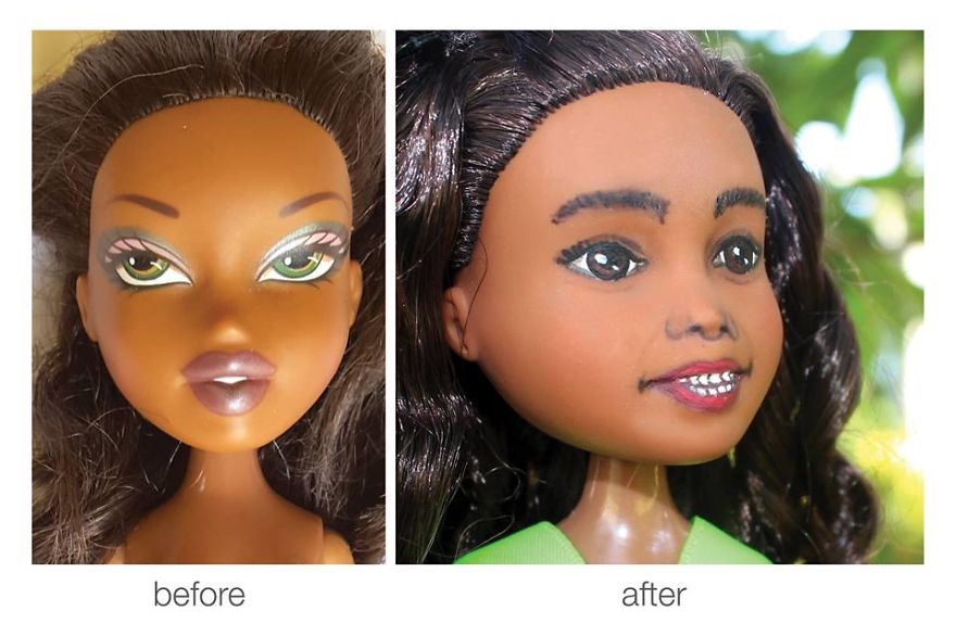 I Re-Paint Faces Of Bratz Dolls To Promote Positive Body Image In Children