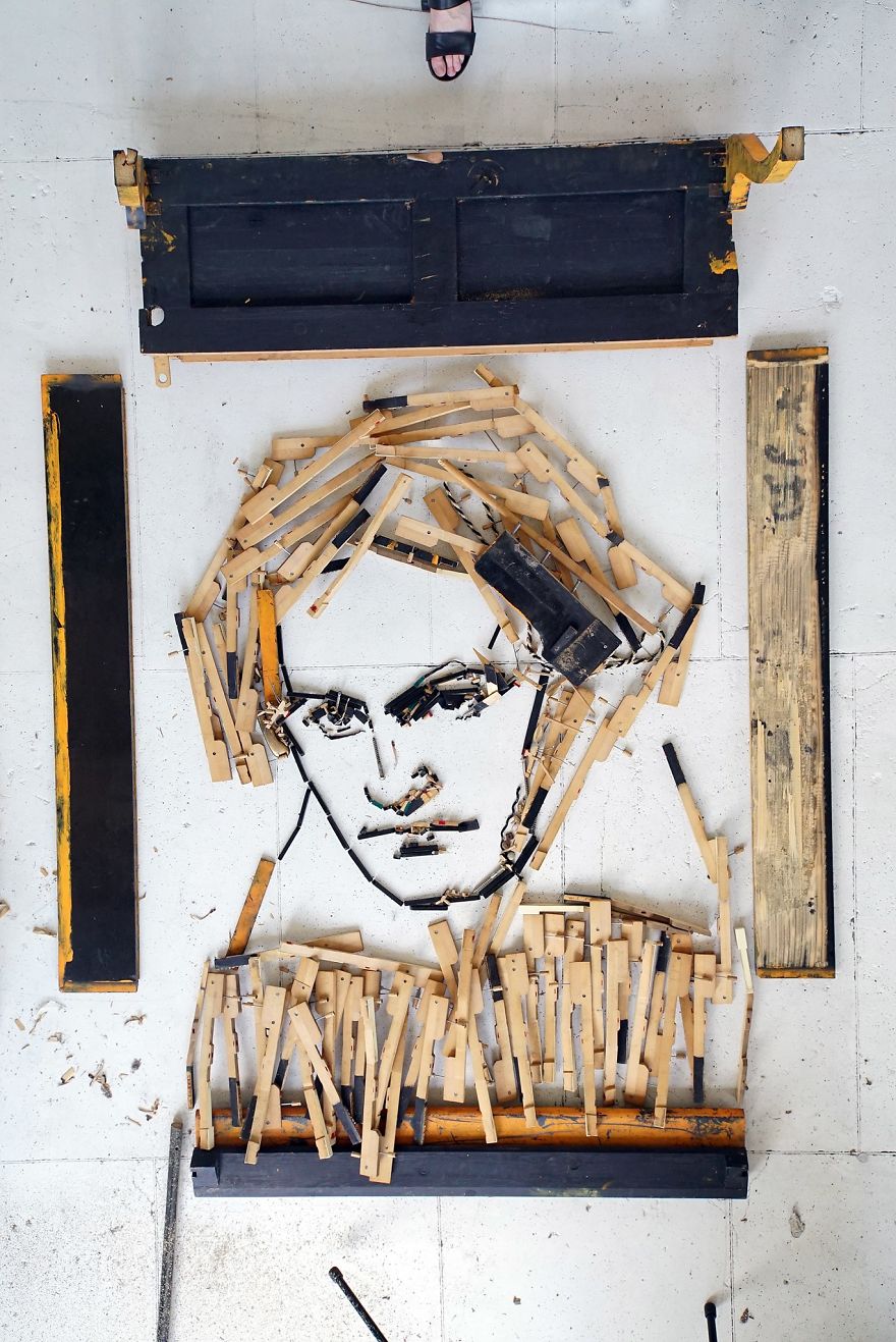 I Made A Portrait Of Beethoven From Old Piano Parts