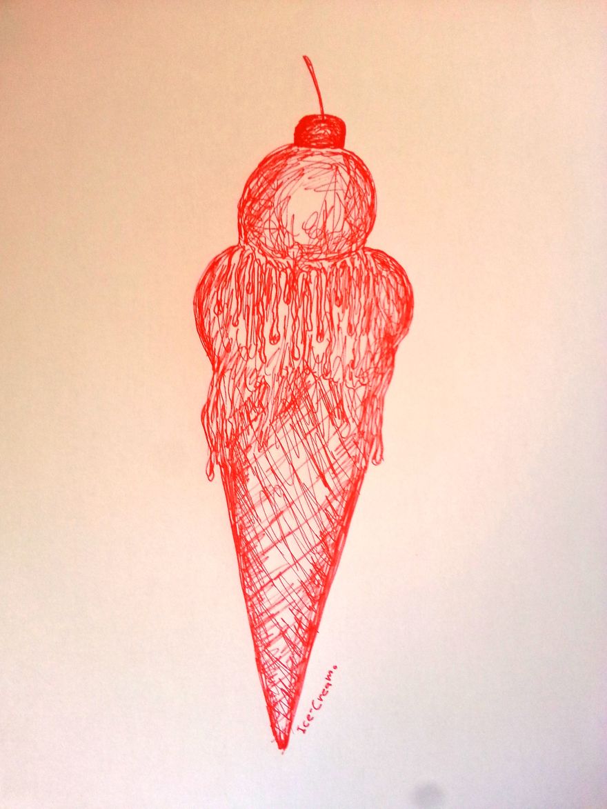 I Challenge Myself To Draw Only With Red Pencil