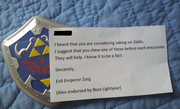 My Dad Gave Me Some Zelda Mints. He Wrote A Little Note. Well, He Tried, He Tried