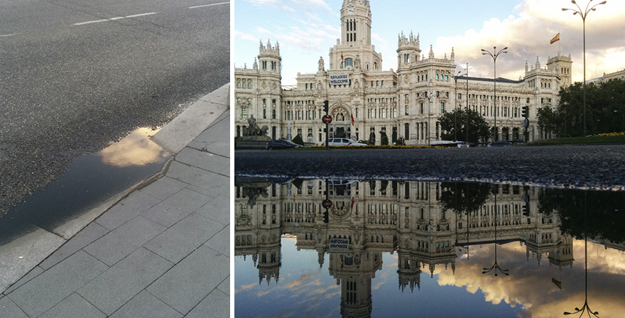 Hidden Parallel Worlds Of Everyday Puddles Captured With My Smartphone