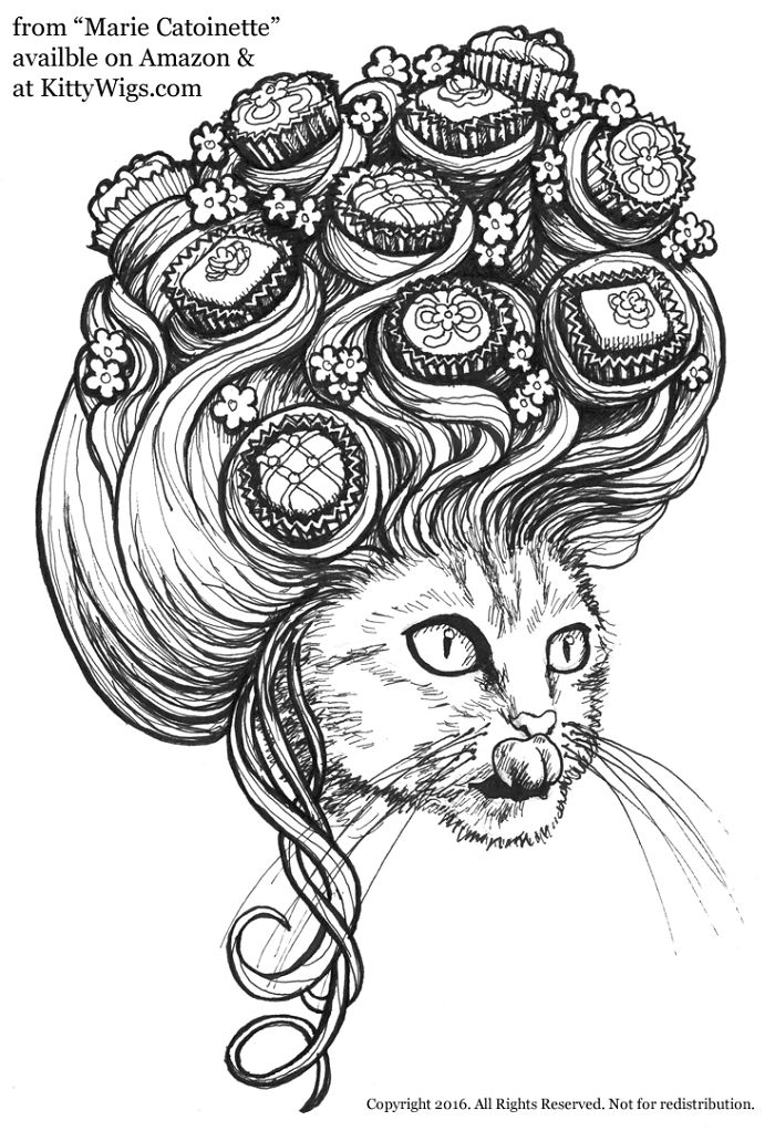 I Made A Coloring Book Of Cats In Wigs