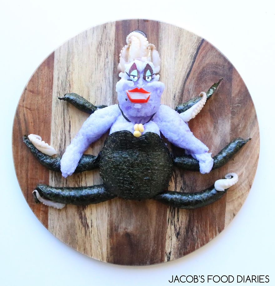 Ursula From The Little Mermaid. Octopus Sushi (rice Dyed With Purple Carrots)