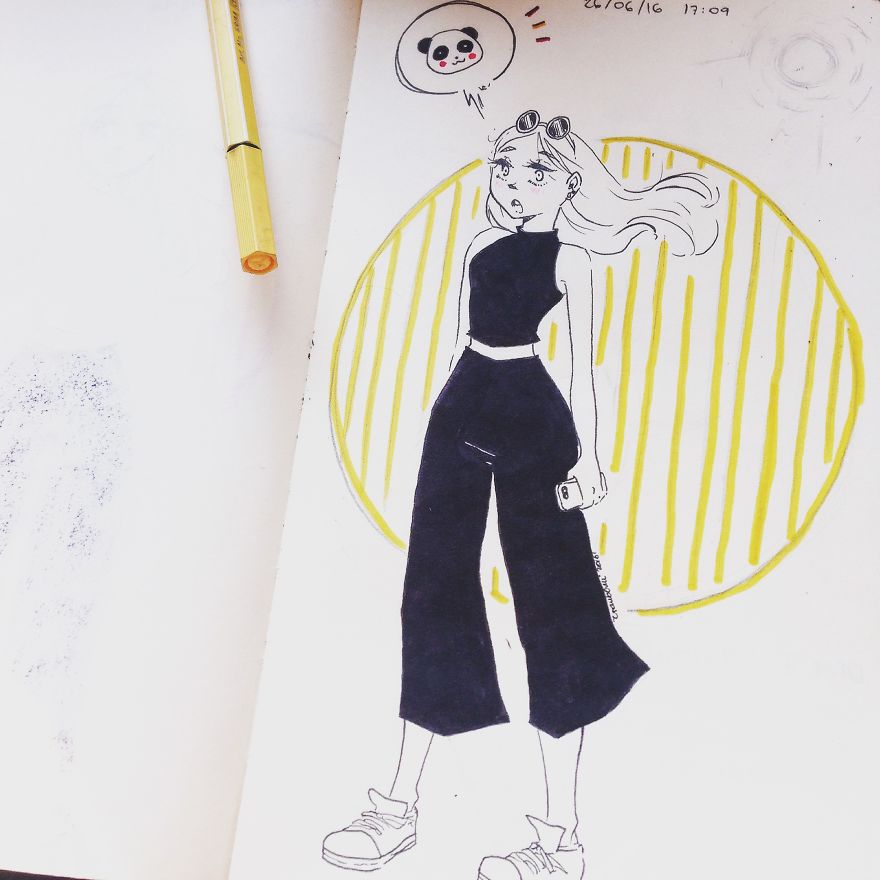 Instead Of Taking Selfies I Draw Myself During My 3rd Visit In Japan