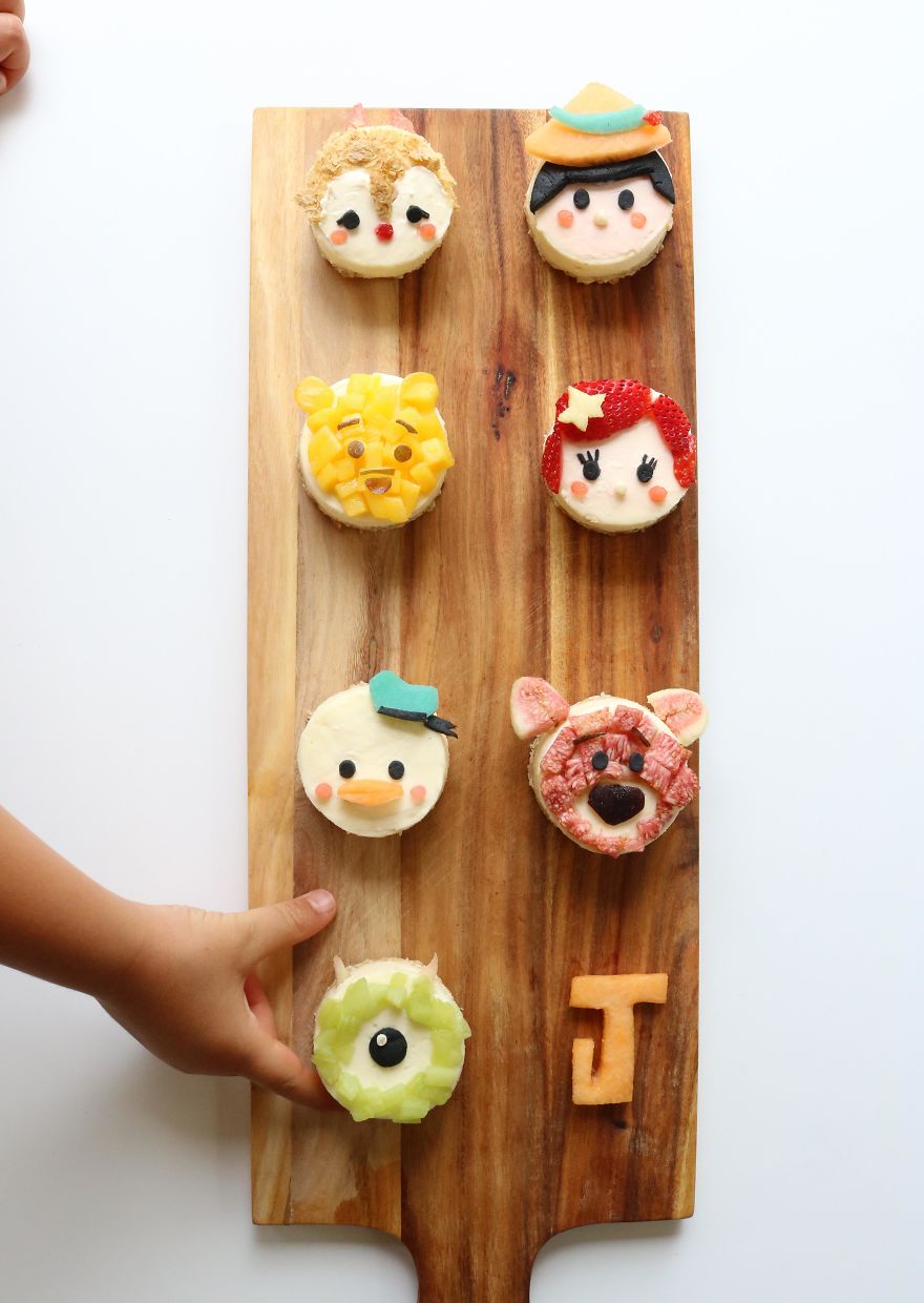 Tsum Tsum Disney Characters. Mini Cheesecake Tarts - Oat, Spelt And Coconut Oil Base With Fruit