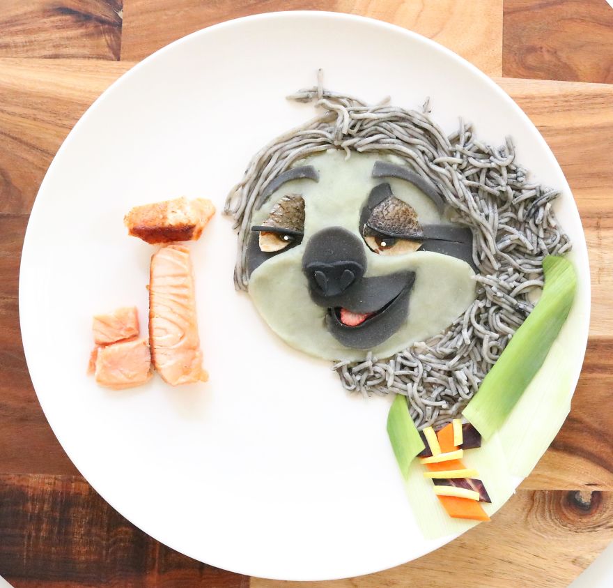 Flash From Zootopia. Noodles With Salmon
