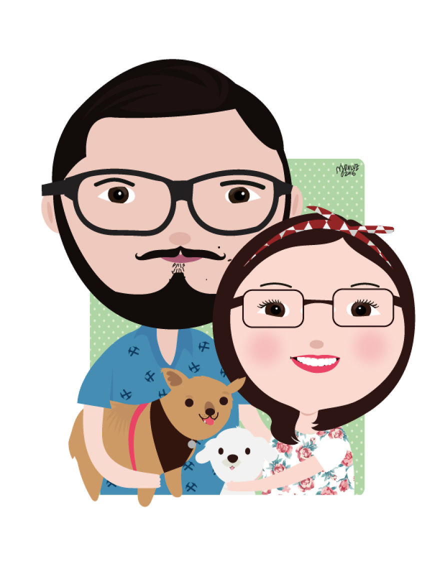 I Make Couples And Their Pets Digital Cartoons