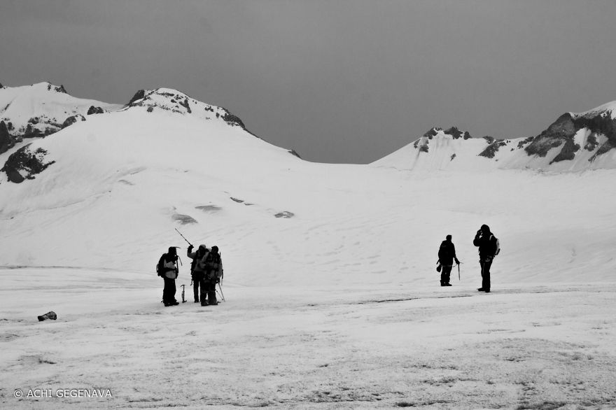 On Top Of Mkinvartsveri, In The Ice Land Of Georgian Mountains