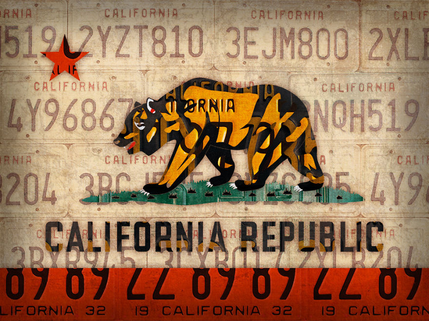 I Made These Artwork Using Vintage License Plates