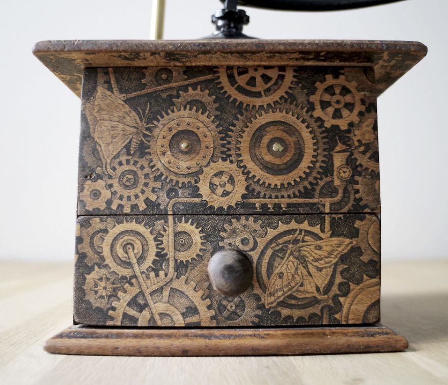 It Took Me 50 Hours And Thousands Of Lines To Bring This Old Coffee Grinder Lamp To Life