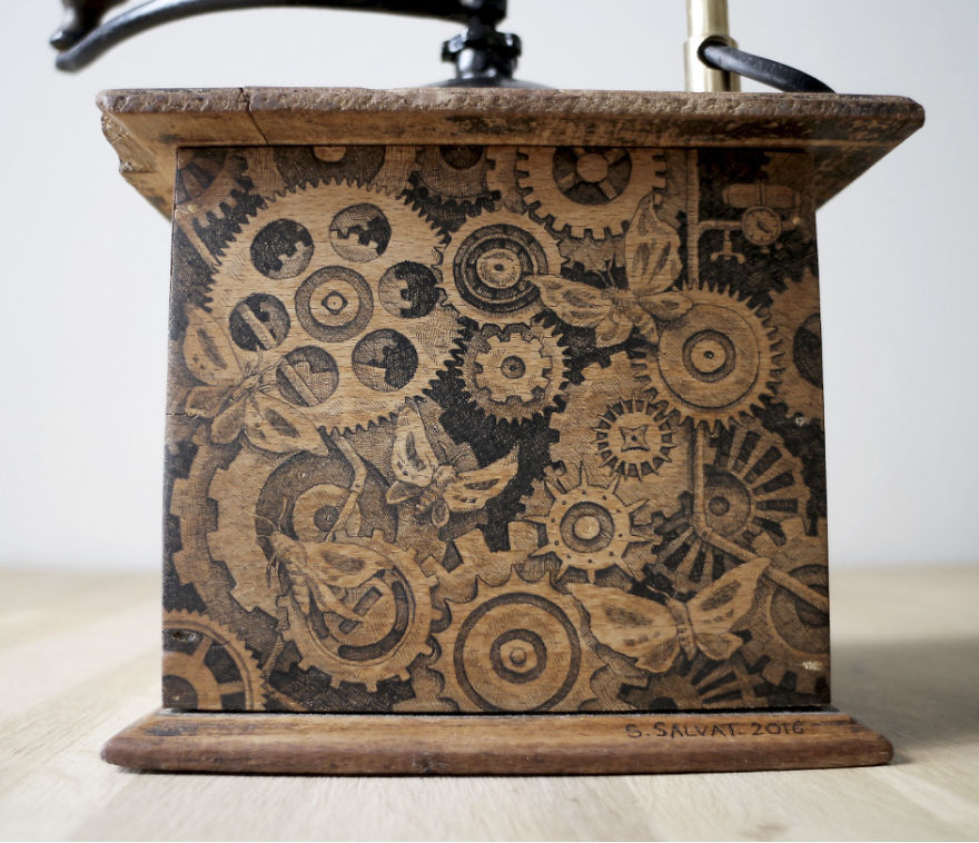 It Took Me 50 Hours And Thousands Of Lines To Bring This Old Coffee Grinder Lamp To Life
