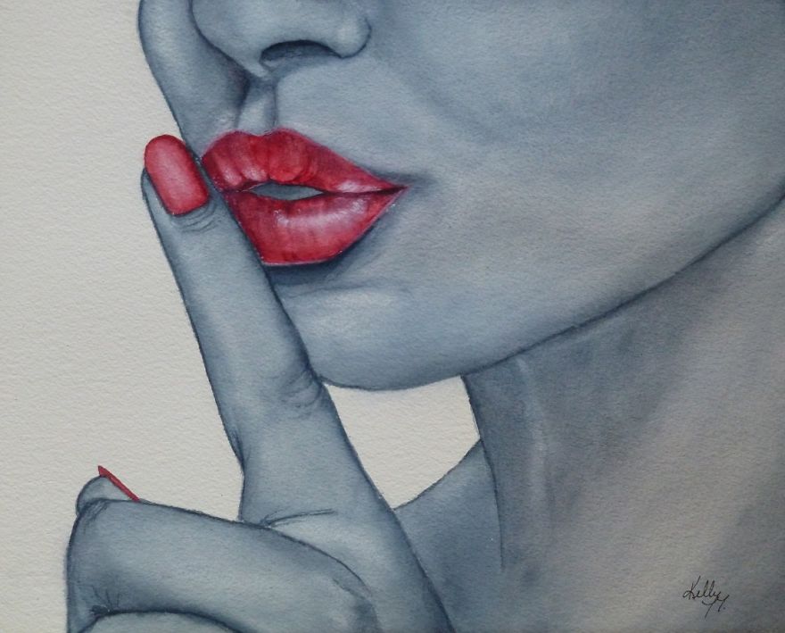 Shhh....whisper Watercolor Painting