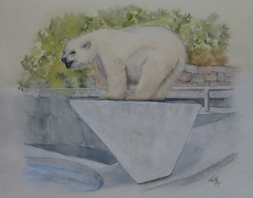 Vancouver Stanley Park Zoo Polar Bear Painting