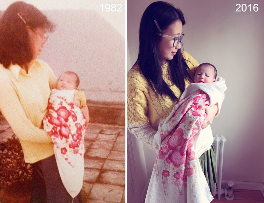 I Accidentally Found My Childhood Blanket And Decided To Recreate Childhood Photos With My Baby