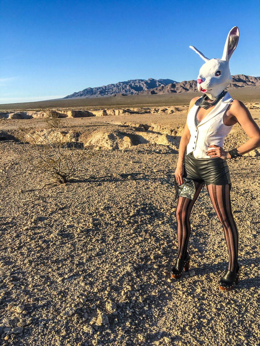 We Play Dress Up In The Desert With Bunny Masks