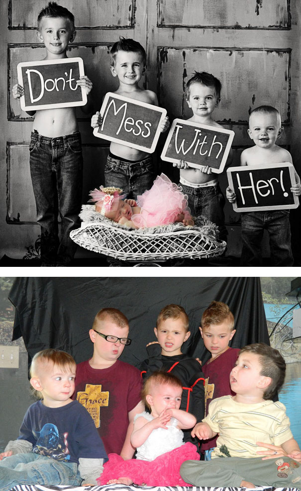 5 Boys And New Baby Girl. Nailed It