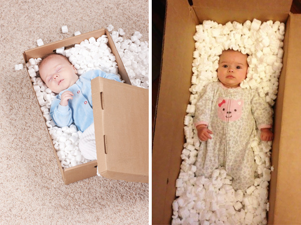 Cute Baby Sleeping In A Box. Nailed It