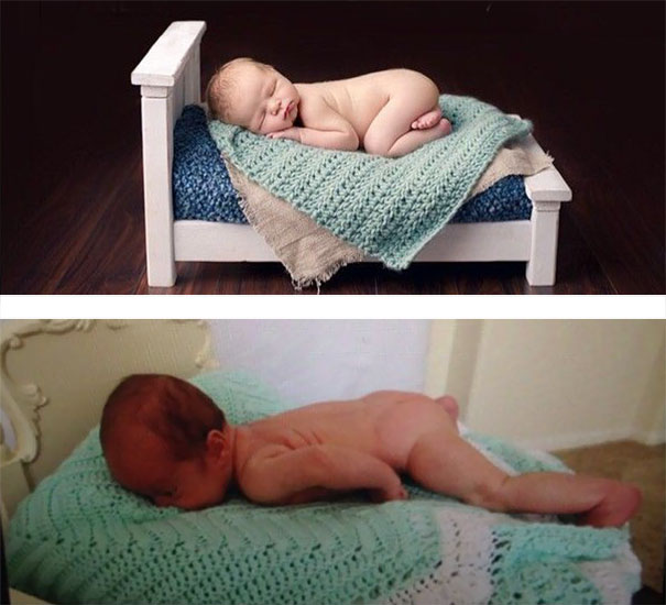 Baby In A Mini Bed. Nailed It