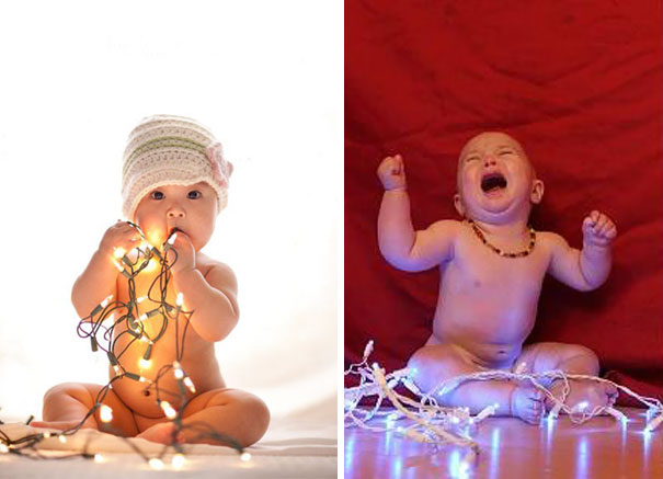 Baby With Christmas Lights. Nailed It