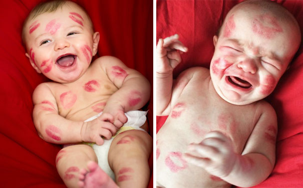 Baby With Lipstick Kisses. Nailed It