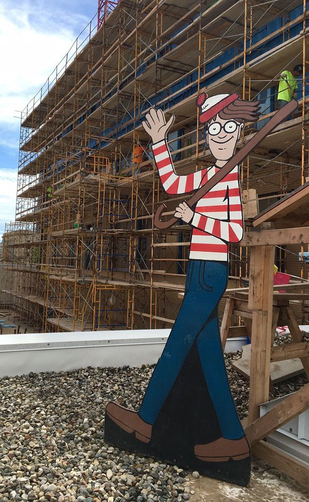 Construction Worker Hides Waldo On Site Everyday For Kids In Hospital Next Door To Find