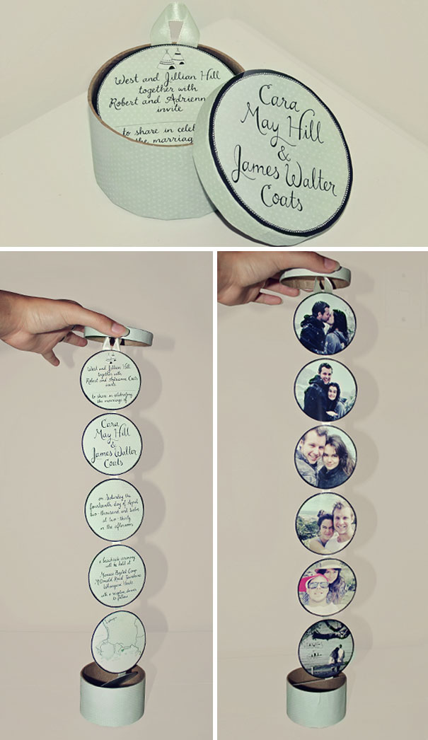 Wedding Invitations In Round Boxes