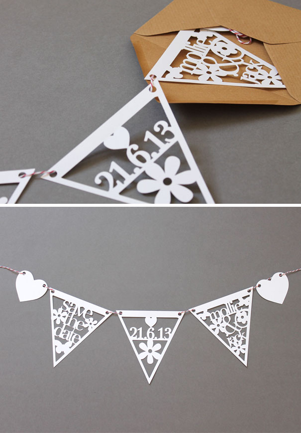 Adorable Papercut Save The Date Bunting