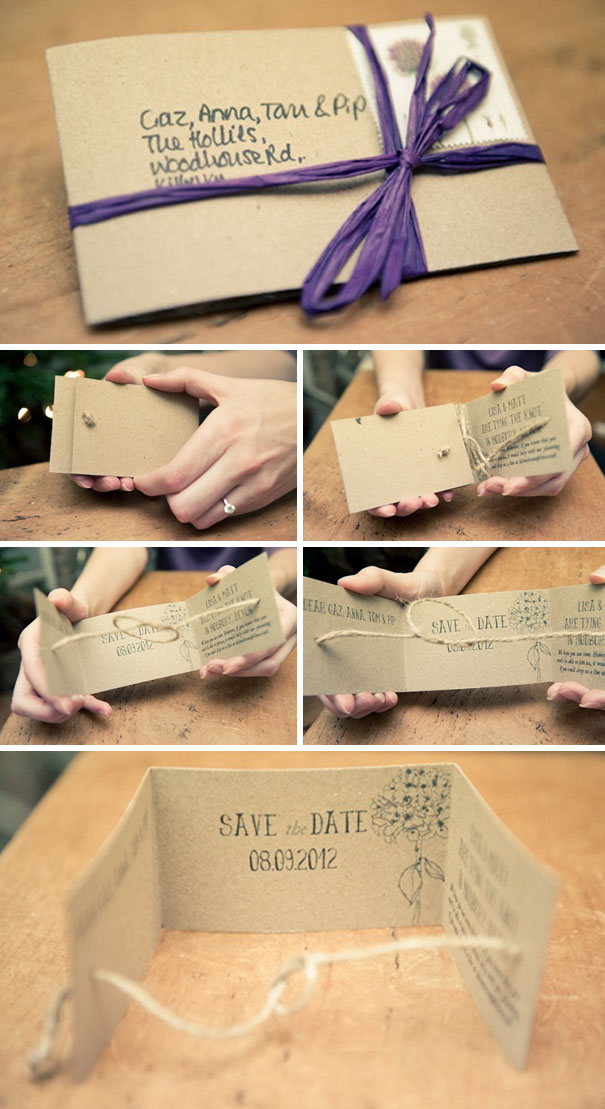 Handmade ‘Tying The Knot’ Save The Dates