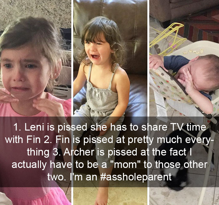 1. Leni Is Pissed She Has To Share TV Time With Fin 2. Fin Is Pissed At Pretty Much Everything 3. Archer Is Pissed At The Fact I Actually Have To Be A "Mom" To Those Other Two. I'm An #assholeparent