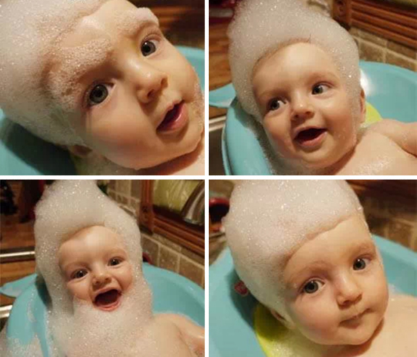 When Dad Is Giving Baby A Bath
