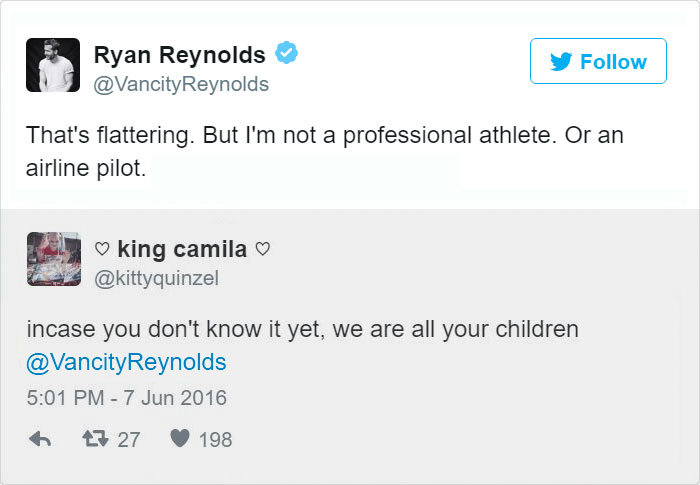 Ryan Reynolds Twitter Replies