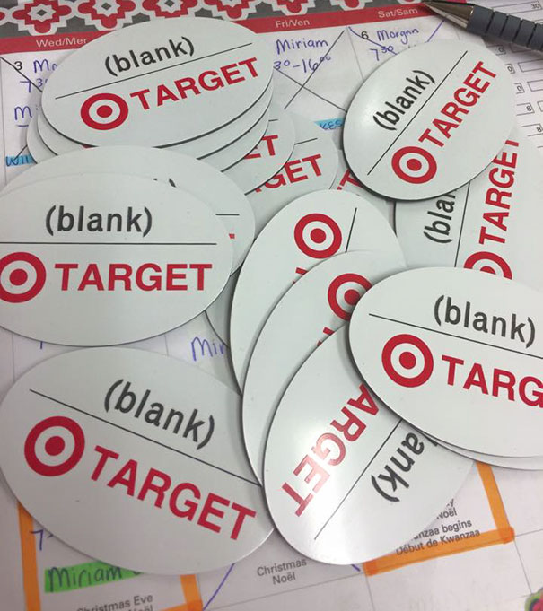 Target Ordered Blank Name Badges. So They Got Blank Name Badges