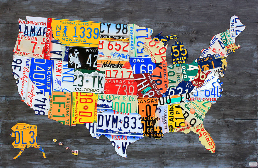 I Made Maps Of The USA Out Of Vintage License Plates