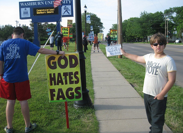9-Year-Old Josef Miles Filled His Mom With Pride When He Made An Impromptu Protest Of Westboro Baptist Church, Kansas