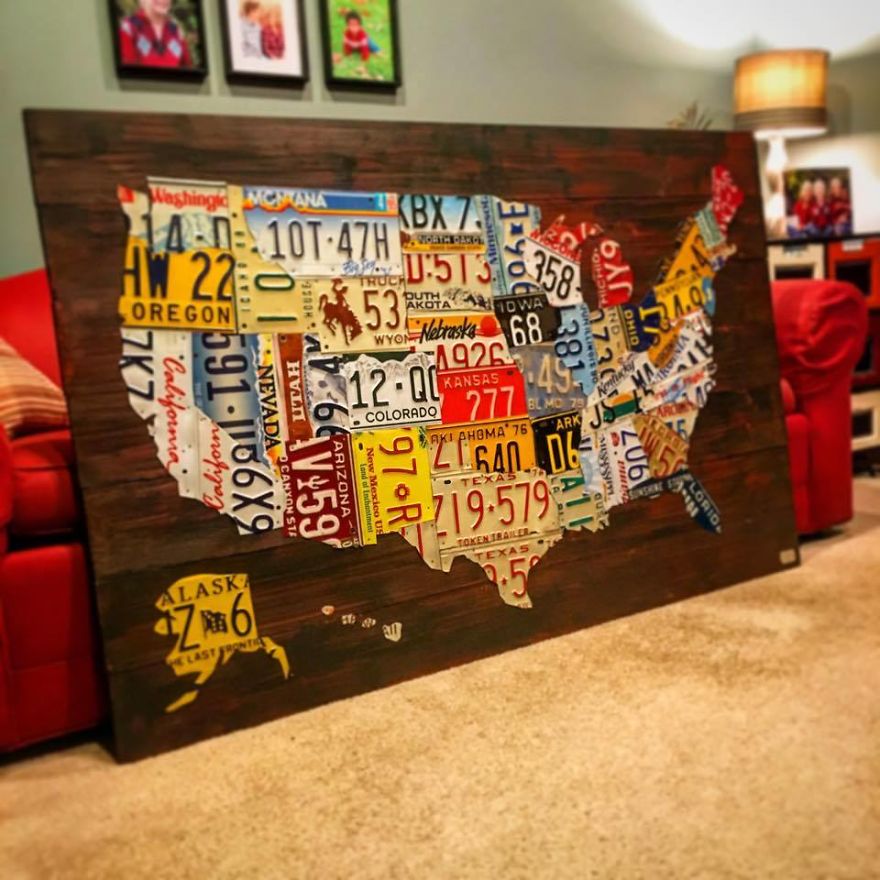 I Made Maps Of The USA Out Of Vintage License Plates