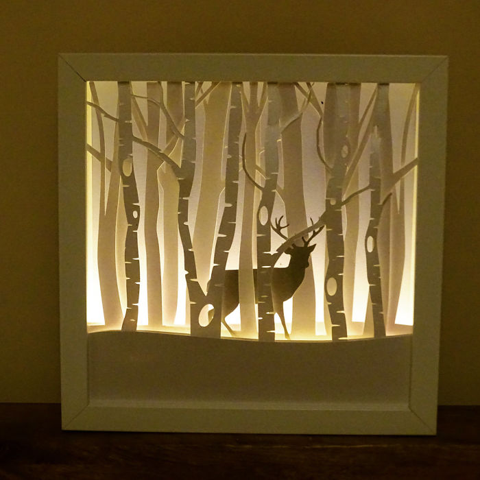 Harry Potter Inspired Winter Stag Framed Night Light