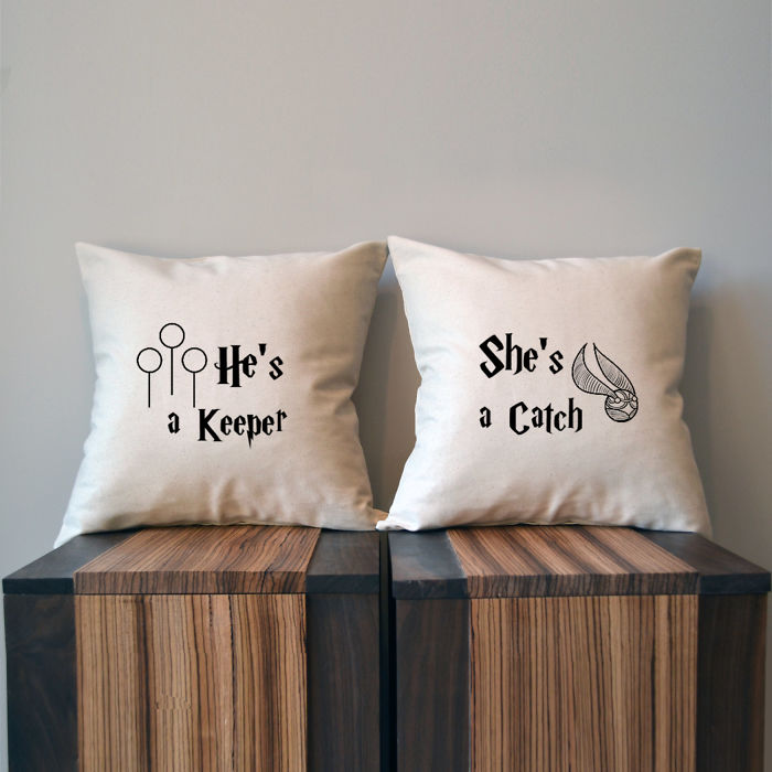 She's A Catch He's A Keeper Harry Potter Pillow Covers