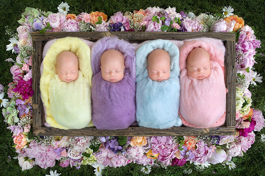 Extremely Rare Identical Quadruplet Girls Star In Photoshoot, Snooze Through Entire Session