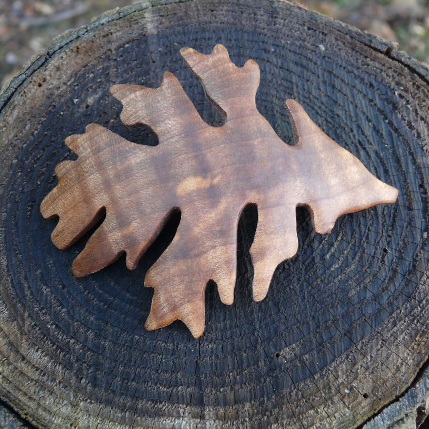 My Brother Makes Intricate Leaf Jewelry Out Of Wood