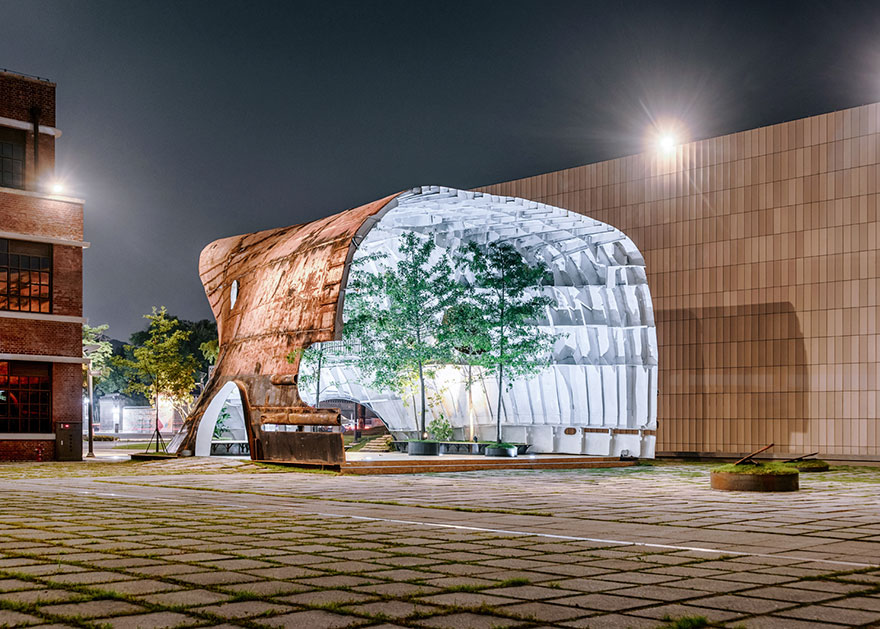 Old Rusty Ship Turned Into Stunning Building With Trees And Plants